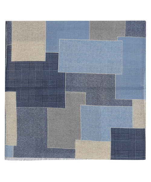 Sjaal Patchwork Wol | Blauw