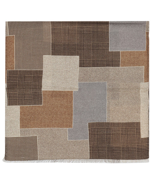 Sjaal Patchwork Wol | Bruin