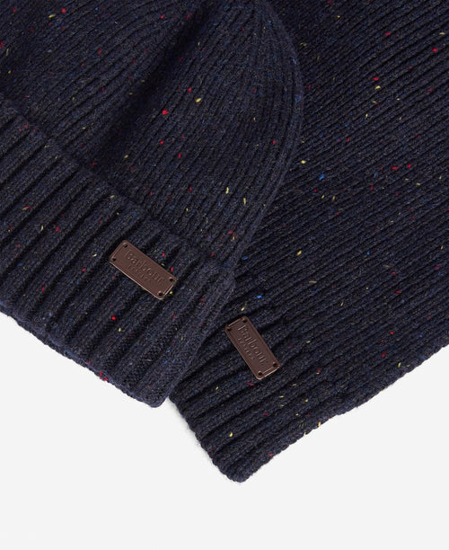 Barbour Carlton Scarf and Hat Gift Set | Navy Blue