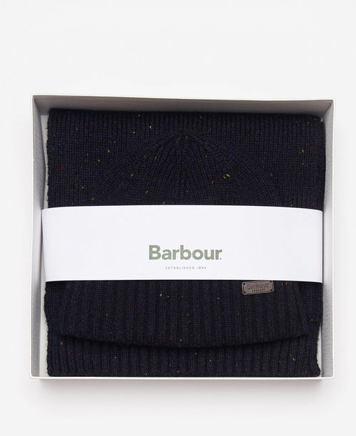 Barbour Carlton Scarf and Hat Gift Set | Navy Blue