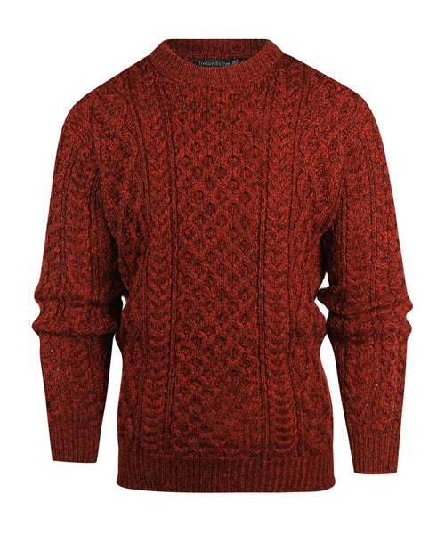 Aran Ronde Hals Kabeltrui | Bordeaux Rood