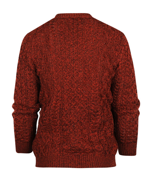 Aran Ronde Hals Kabeltrui | Bordeaux Rood