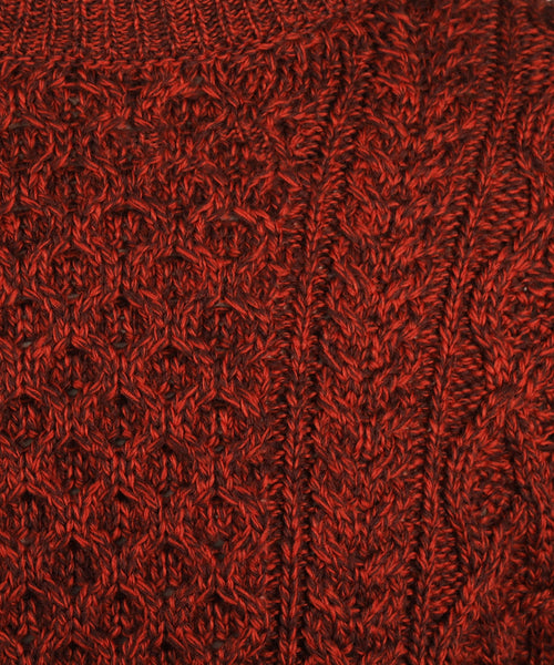 Aran Ronde Hals Kabeltrui | Bordeaux Rood