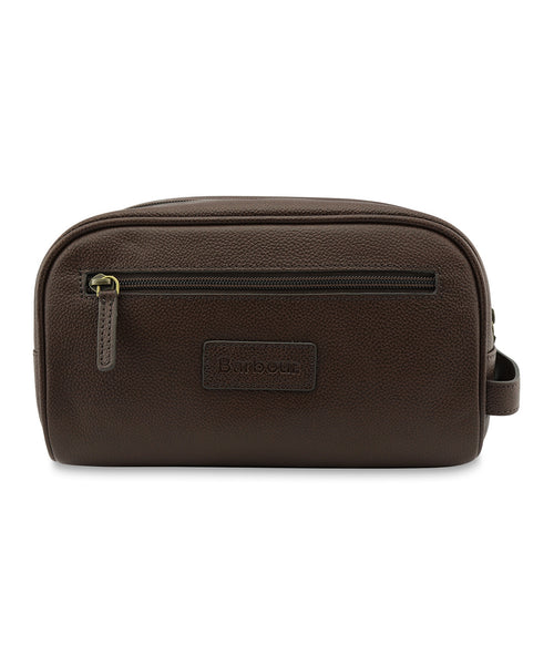 Barbour Leather Washbag | Brown