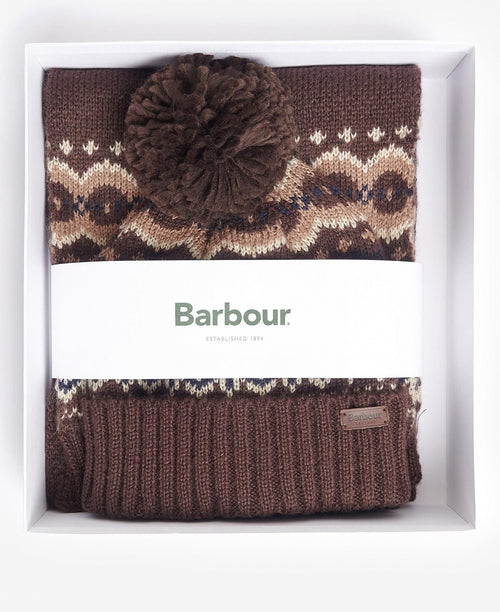 Barbour Fairisle Beanie&Scarf Gift Set | Green