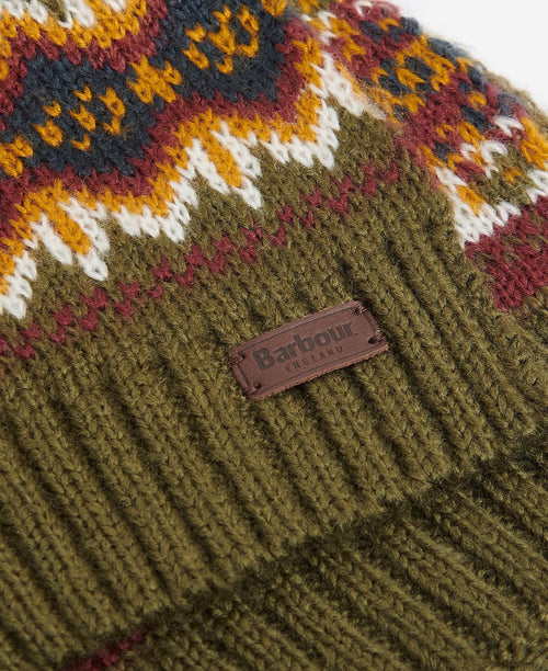 Barbour Fairisle Beanie&Scarf Gift Set | Olive