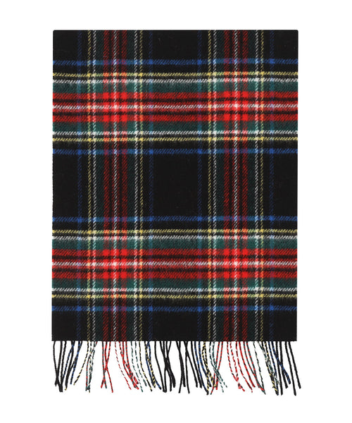 Geruite Lamswollen Sjaal | Black Stewart Tartan