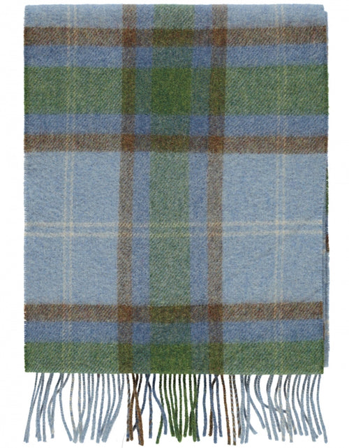 Geruite Lamswollen Sjaal | Light Blue Green Check