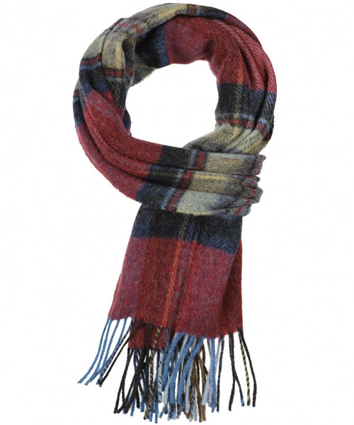 Geruite Lamswollen Sjaal | Red Straw Graphite Plaid