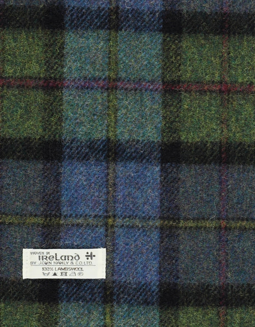 Geruite Lamswollen Sjaal | Denim Green Tartan