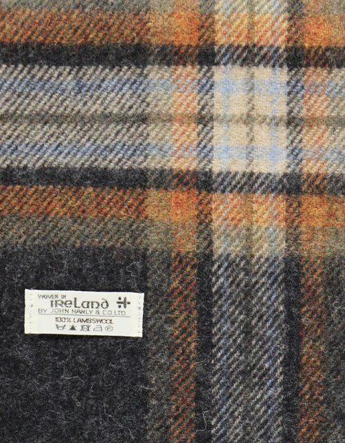 Long Lambswool Plaid Scarf | Charcoal Beige Rust Plaid