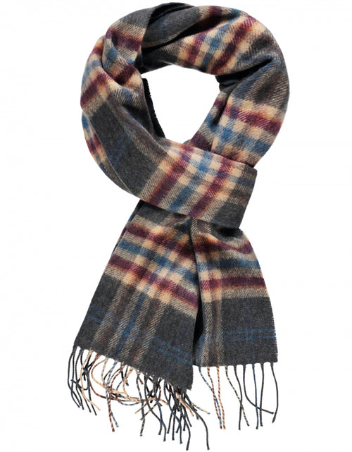 Merino Luxery Wool Scarf | Charcoal Beige Maroon