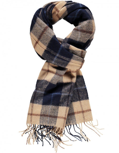 Merino Luxery Wool Scarf | Navy Beige Brown Check