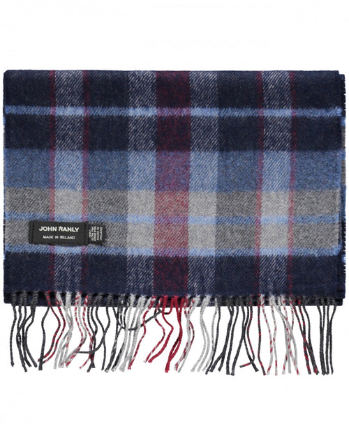 Merino Luxery Wool Scarf | Navy Wine Denim Check