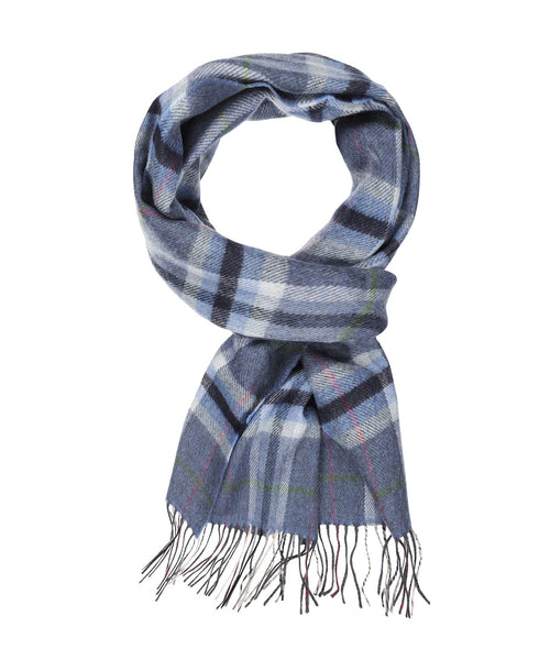 Merino Luxery Wool Scarf | Denim Grey Plaid