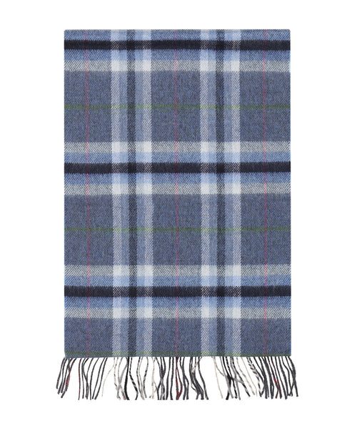 Merino Luxery Wool Scarf | Denim Grey Plaid