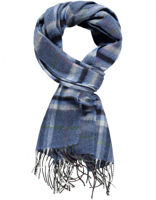 Merino Luxery Wool Scarf | Denim Grey Plaid