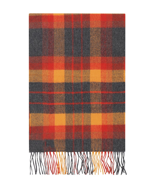 Merino Luxery Wool Scarf | Orange Charcoal Plaid