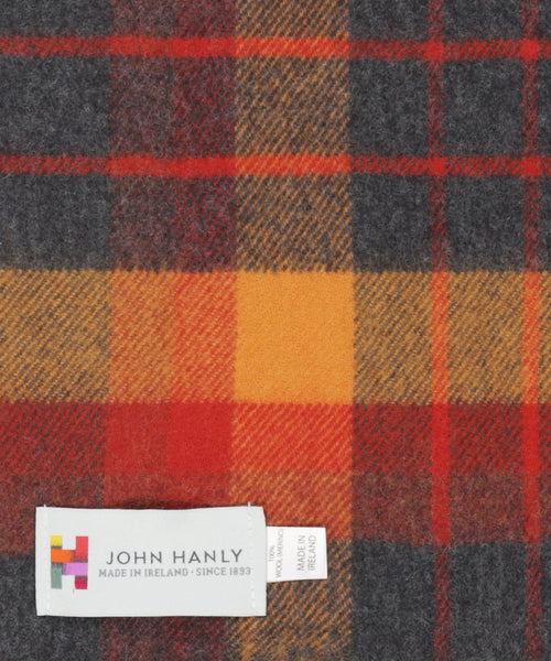 Merino Luxery Wool Scarf | Orange Charcoal Plaid