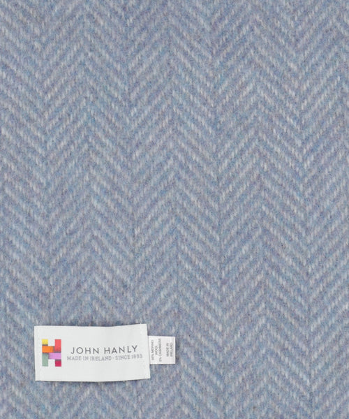 Cashmere Merino Scarf | L Grey Blue Herringbone