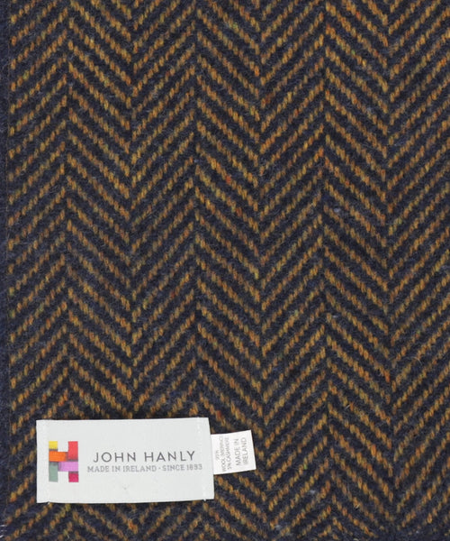 Cashmere Merino Scarf | Navy and Mustard Herringbone