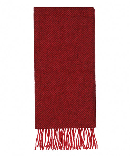 Cashmere Merino Scarf | Red Maroon Herringbone