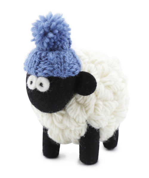Knitted Sheep with Hat | Denim Blue