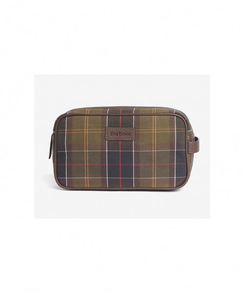 Barbour Washbag Tartan&Leather | Groen