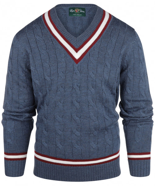 Cricket V-Hals Merinowol | Denim Blauw