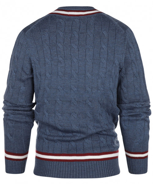 Cricket V-Hals Merinowol | Denim Blauw