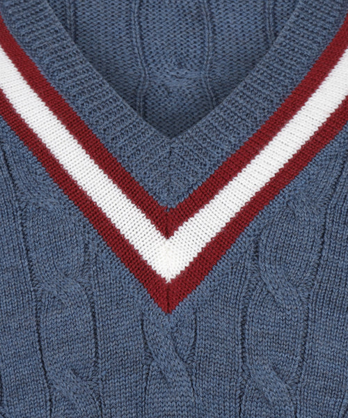 Cricket V-Hals Merinowol | Denim Blauw