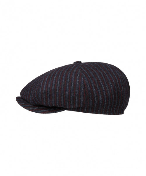 Stetson 8-Panel Cap Woolen Stripe | Navy Blauw