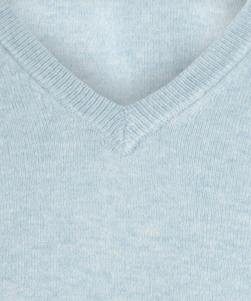 Pullover V-Hals Cotton/Cashmere | Blauw