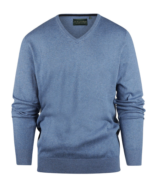 Pullover V-Hals Cotton/Cashmere | Blauw