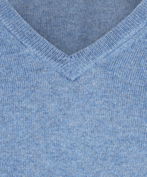 Pullover V-Hals Cotton/Cashmere | Blauw