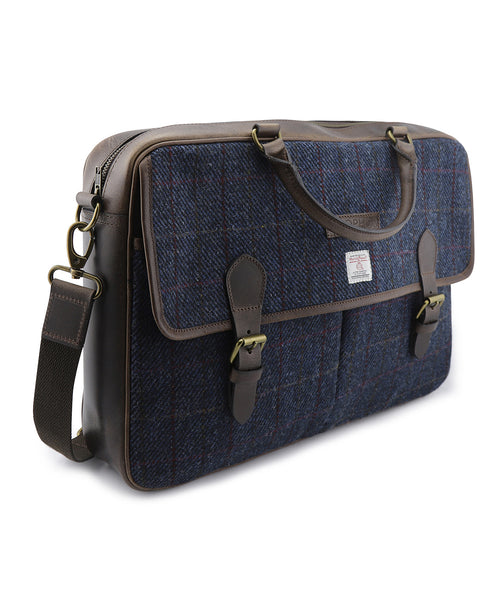Harris Tweed Briefcase | Navy Blue