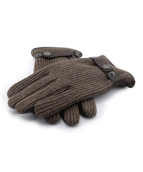 Glove Wool with Leather Rally | Brown