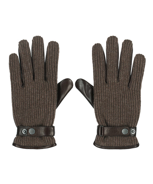 Glove Wool with Leather Rally | Brown