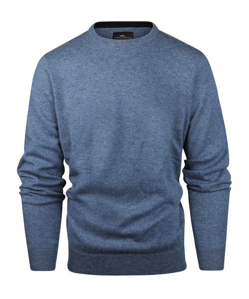 Ronde Hals Cashmere Pullover | Blauw