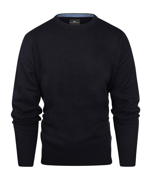 Ronde Hals Cashmere Pullover | Navy Blauw