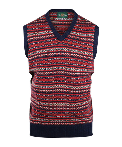 Alan Paine Fairisle Slipover | Denim Blauw