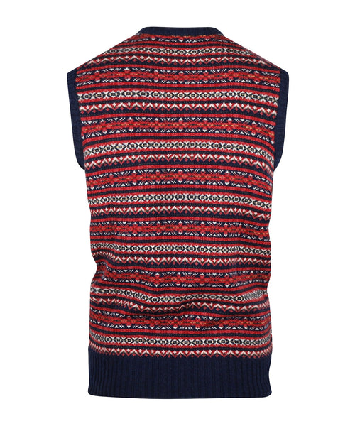 Alan Paine Fairisle Slipover | Denim Blauw