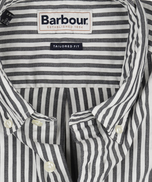 Barbour Cresswell Seersucker Overhemd Korte Mouw | Navy Blauw