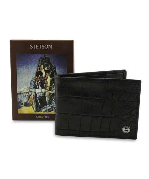 Stetson Croco Embossed Wallet | Zwart