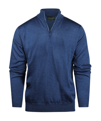 Pullover Merinowol ritskraag | Blauw