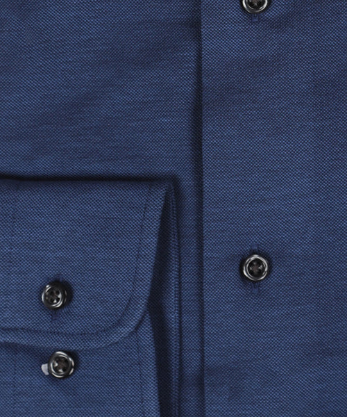 Viyella Knitted Pique Shirt | Navy Blue