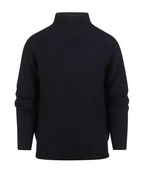 Harley of Scotland Women's Turtleneck Sweater | Navy Blue
