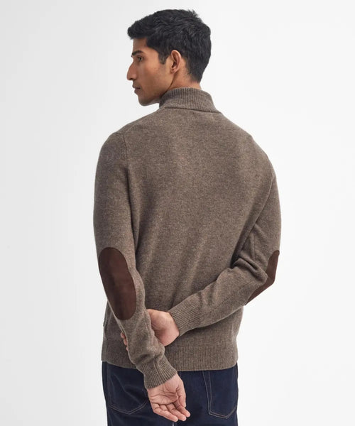 Pullover with zip and button closure | Brown