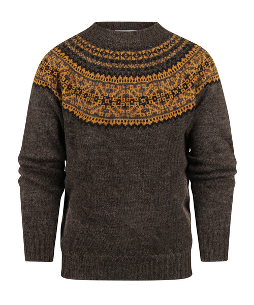 Harley of Scotland Round Neck Fairisle Pullover | Gray
