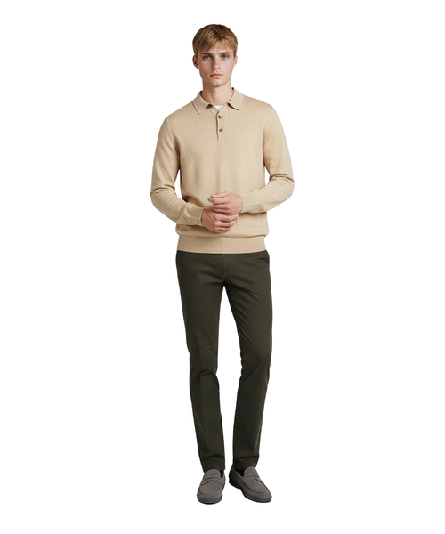 Pullover polo merino wol | Beige